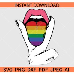 LGBTQ Tongue SVG, Pride LGBT Rainbow Lesbian Tongue SVG