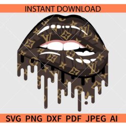 Melanin Drippy Lips SVG, Louis Vuitton Melanin Lips SVG, Dripping Melanin Lips LV SVG
