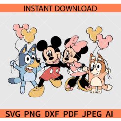 Mickey Minnie Bluey SVG, Disney Bluey SVG