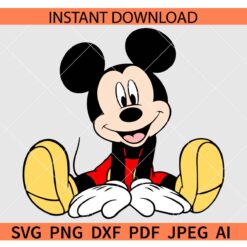 Mickey sitting SVG, Happy Disney Sitting SVG, Happy Mickey Mouse SVG