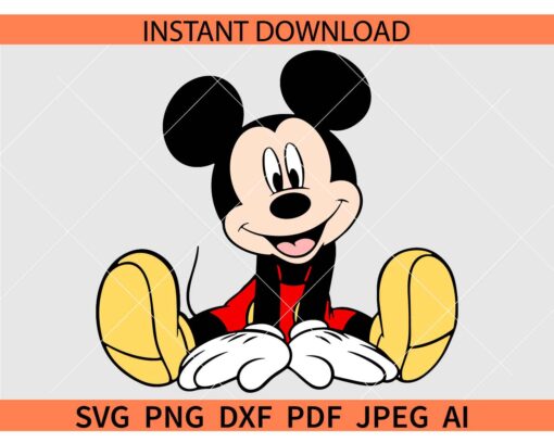Mickey sitting SVG, Happy Disney Sitting SVG, Happy Mickey Mouse SVG