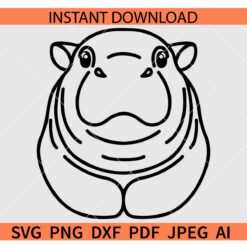 Moo Deng SVG, Baby Pygmy Hippo SVG, Cute Baby hippo SVG, Hippo Lover SVG