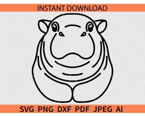 Moo Deng SVG, Baby Pygmy Hippo SVG, Cute Baby hippo SVG, Hippo Lover SVG
