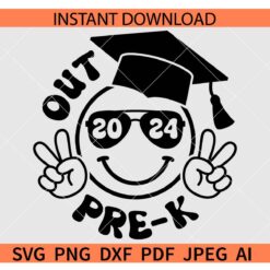 Peace Out Pre-K 2024 SVG, Groovy Retro smile Pre-K 2024 SVG