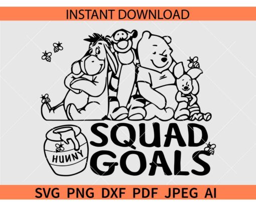 Squad Goals Winnie the Pooh SVG, Winnie the Pooh Halloween SVG