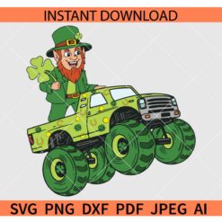 St. Patrick's day Truck SVG, Truck with Shamrock leaves SVG