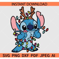 Stitch with Christmas lights SVG, Christmas Stitch SVG