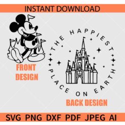 The Happiest place on earth Disney Castle SVG, Vintage Mickey the Happiest place on earth SVG