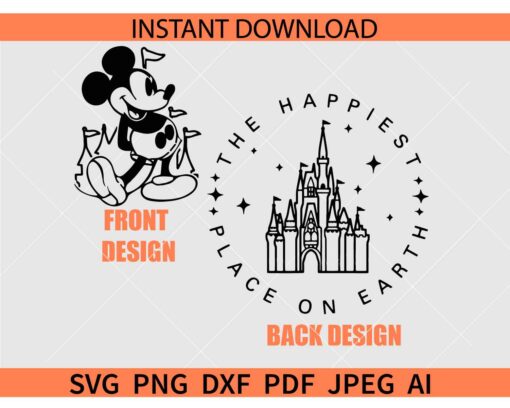 The Happiest place on earth Disney Castle SVG, Vintage Mickey the Happiest place on earth SVG