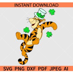 Tigger with Clover Leaf SVG, St Patrick's Day Tigger SVG
