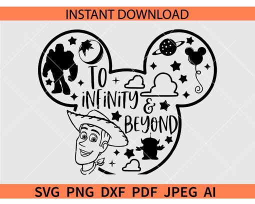 To infinity and beyond mickey Head SVG