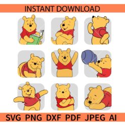 Winnie the Pooh Stickers SVG, Winnie the Pooh Bundle SVG