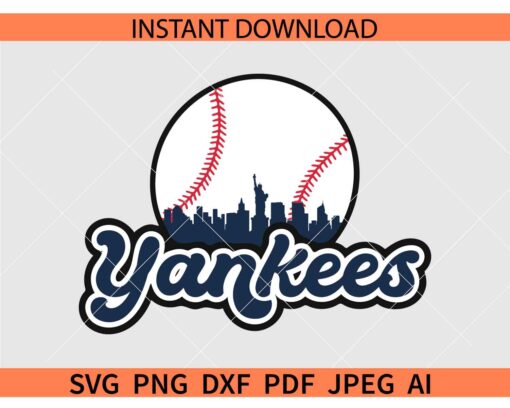 Yankees Baseball SVG, Yankees Baseball Ball SVG, Yankees Baseball Sports SVG