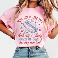 You Look Like the 4th of July makes me want a hot dog real bad SVG, July 4th Hotdog SVG