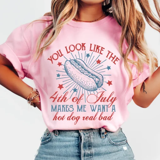 You Look Like the 4th of July makes me want a hot dog real bad SVG, July 4th Hotdog SVG