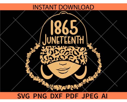 1865 Juneteenth girl SVG, Leopard Print hat 1865 Juneteenth girl SVG, June 19th 1865 Girl SVG