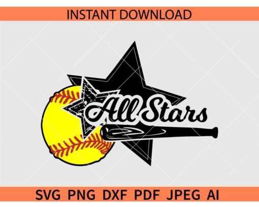 All Star softball SVG,  Softball Sports SVG