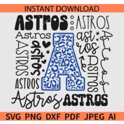 Astros Typography Svg, Astros Baseball Svg, Leopard Print  Astros Typography Svg