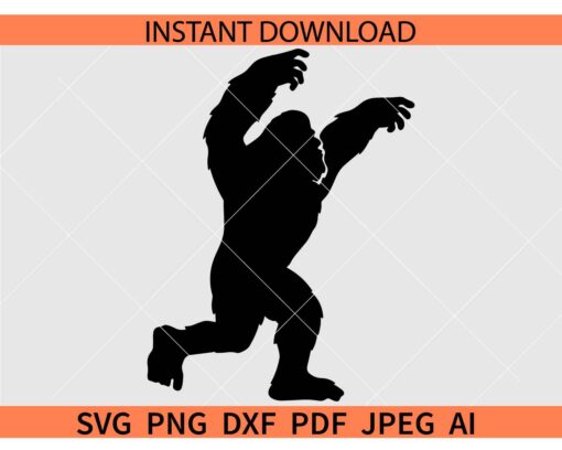 Bigfoot sasquatch Raising hands up SVG, Bigfoot Silhouette hands up SVG