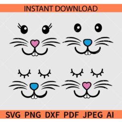 Bunny Face Bundle Svg, Easter Bunny Face Bundle Svg, Bunny Rabbit Face Svg