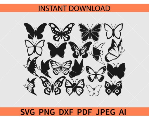 Butterfly SVG Bundle, Butterflies Svg, Butterfly Silhouette Bundle Svg, Butterfly Icon Bundle SVG