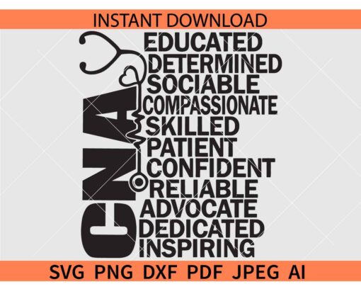 CNA definition SVG, CNA Educated SVG, CNA Sociable SVG