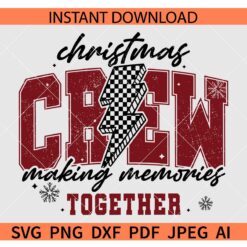 Christmas Crew Checkered Lightning Bolt SVG, Distressed Christmas Crew SVG