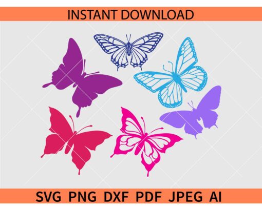 Color Butterflies Sticker SVG, Color Butterflies Bundle SVG, Color butterflies Silhouette SVG