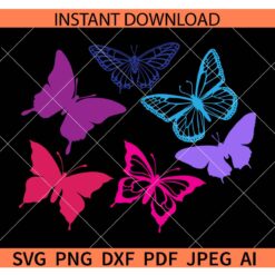 Color Butterflies Sticker SVG, Color Butterflies Bundle SVG, Color butterflies Silhouette SVG