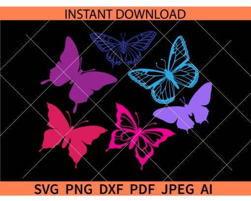 Color Butterflies Sticker SVG, Color Butterflies Bundle SVG, Color butterflies Silhouette SVG