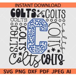 Colts Mascot Typography SVG, Colts Sports Leopard Print SVG, The Colts Typography SVG, Team Colts Typography SVG