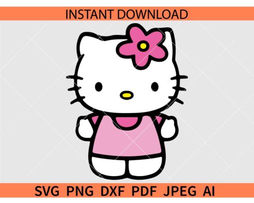 Cute Kitty Layered SVG, Hello kitty cutting files SVG