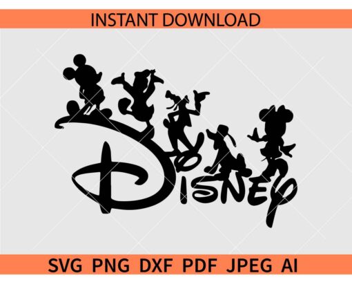 Disney Characters SVG, Disney characters silhouette SVG