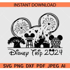 Disney Family Trip 2024 SVG, Mickey Ears Disney Family Trip 2024 SVG, Disney Family Trip 2024 Fireworks SVG