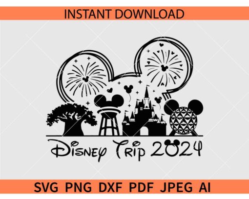 Disney Family Trip 2024 SVG, Mickey Ears Disney Family Trip 2024 SVG, Disney Family Trip 2024 Fireworks SVG