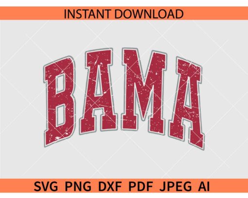 Distressed Bama Varsity Font SVG, Bama varsity font SVG, Bama Alabama Crimson SVG