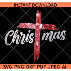 Distressed Christmas Cross SVG, Grunge Christmas Cross SVG, Merry Christmas Jesus Cross SVG