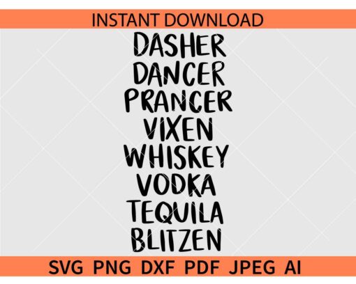Funny Christmas Booze Brands SVG, Tequila SVG, Whiskey SVG, Vodka Svg, Drinking SVG