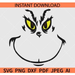 Grinch Face SVG, Grinch Ornament SVG, Grinch Smile SVG