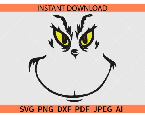 Grinch Face SVG, Grinch Ornament SVG, Grinch Smile SVG
