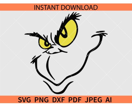 Grinch Face Svg, Grinch Eyes SVG, Grinch Smile SVG