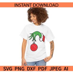 Grinch Hand with Christmas Bulb SVG