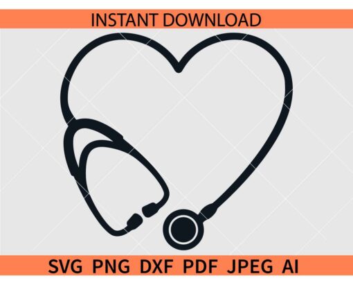 Heart Stethoscope SVG, Nurse Stethoscope Heart Symbol SVG