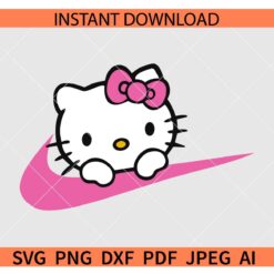 Hello Kitty Nike logo SVG, Hello Kitty Peeking Nike Logo SVG