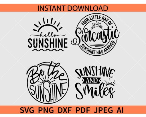 Hello Sunshine SVG, Sunshine Sarcastic Bundle Svg, Motivational SVG, Summer SVG