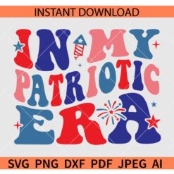 In my patriotic era Retro Text SVG, Retro Wavy Text In my patriotic era SVG, 4th of July In my patriotic era SVG