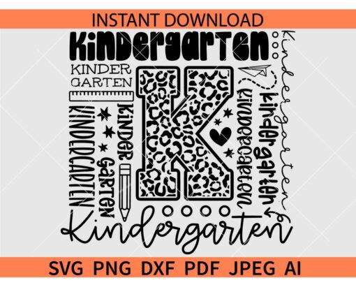  Kindergarten Typography Svg, Kindergarten Typography Shirt Svg