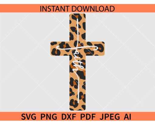 Leopard Print cross SVG, Easter Cross Leopard Print SVG, Faith Cross Leopard Print SVG