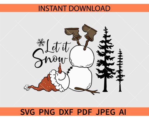Let It Snow Svg , Snowman Christmas Tree Svg , Snowflake Let it Snow Svg, Winter Clipart SVG