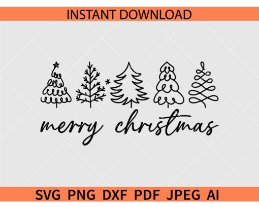 Merry Christmas Svg, Christmas Trees Merry Christmas Svg